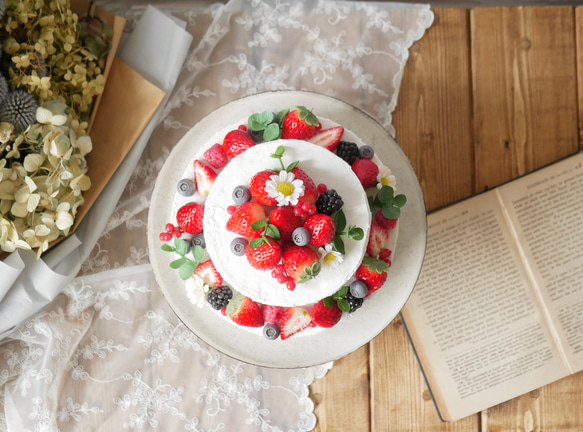 【受注制作】ベリーの クレイケーキ フェイクケーキ 3枚目の画像