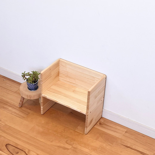 全て角が丸い】成長に合わせて使える子供椅子 パイン材 オイル仕上げ