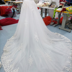 高品質！柔軟薄紗罩裙，迷人花朵蕾絲，寬鬆 3 層薄紗，婚禮/招待會 第4張的照片