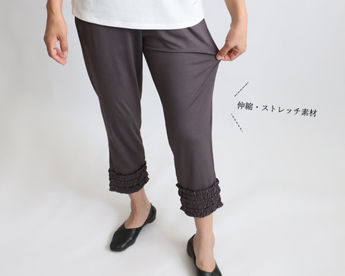 新品　ROSIE ASSOULIN フリル付　黒　パンツ　L程度　NY製 新品 ROSIE ASSOULIN フリル付 黒 パンツ L程度 NY製