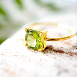 重ねづけできる ⭐︎18KGP 天然石ペリドットのシンプルリング 指輪