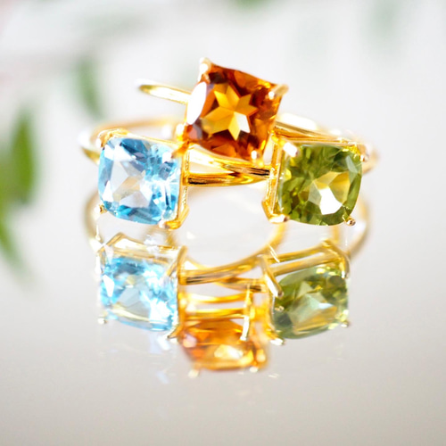 重ねづけできる ⭐︎18KGP 天然石ペリドットのシンプルリング 指輪