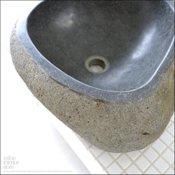 手洗鉢 自然石 洗面ボウルL-10 洗面器 手洗いボウル 天然石 ウォッシュボウル 洗面資材 洗面材料 W43cm 5枚目の画像