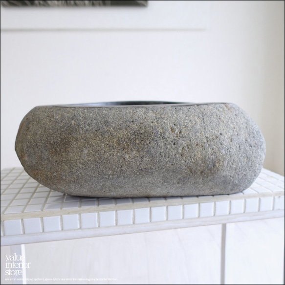 手洗鉢 自然石 洗面ボウルL-10 洗面器 手洗いボウル 天然石 ウォッシュボウル 洗面資材 洗面材料 W43cm 1枚目の画像