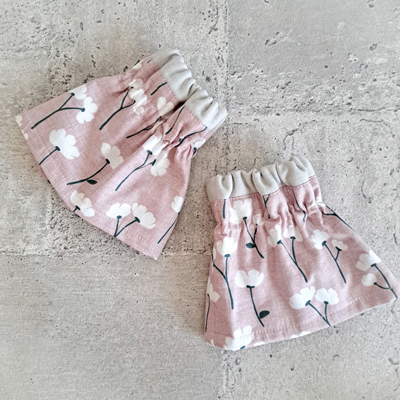 アームカバー　キッチンアームカバー　袖口カバー　アームバンド　北欧　花柄　くすみピンク　柔らか素材 2枚目の画像
