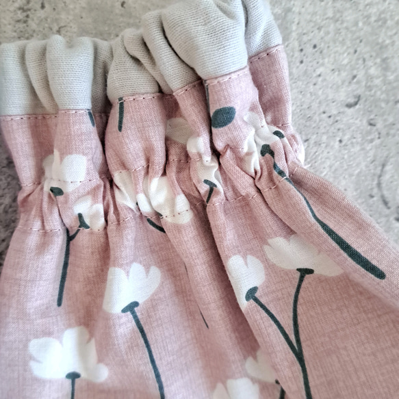 アームカバー　キッチンアームカバー　袖口カバー　アームバンド　北欧　花柄　くすみピンク　柔らか素材 5枚目の画像