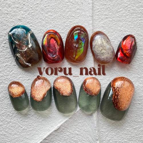 サイズオーダー】うるうるきらきらな個性派ニュアンスネイルチップ  