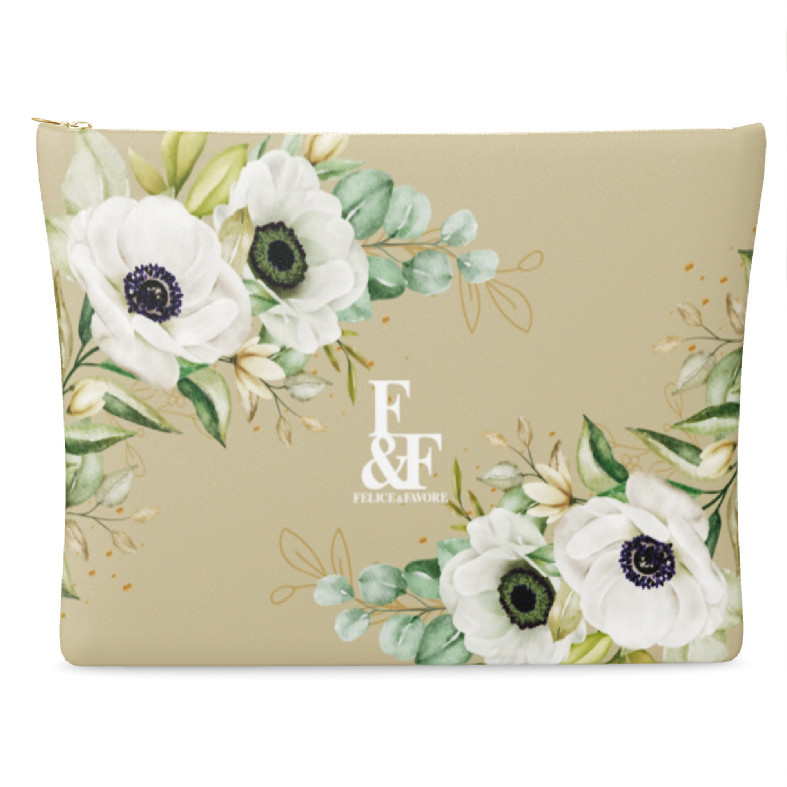 ビッグサイズ クラッチバッグ クラッチ バッグ ハンドバッグ フラワー 花柄 花 ベージュ ホワイト オシャレ かわいい