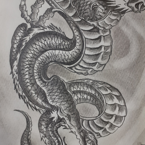 鉛筆画アート ドラゴン 絵画 makochin 通販 16723689｜Creema