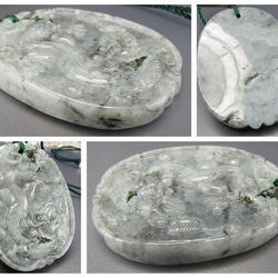 一点物風水龍彫り天然ひすい本翡翠天然石ネックレスA2-1-015Za 3枚目の画像