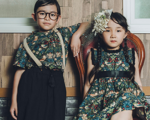 お得な2点セット》モリスで着飾るお揃い服/いちご泥棒柄/ペア