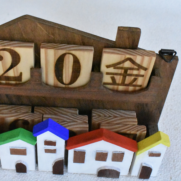 壁掛け　木製　ハウス万年カレンダー　小型 6枚目の画像