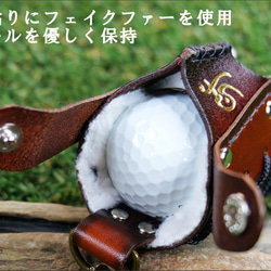 ゴルフボールホルダーAタイプ　本革手縫い唯一無二のゴルフグッズ 4枚目の画像