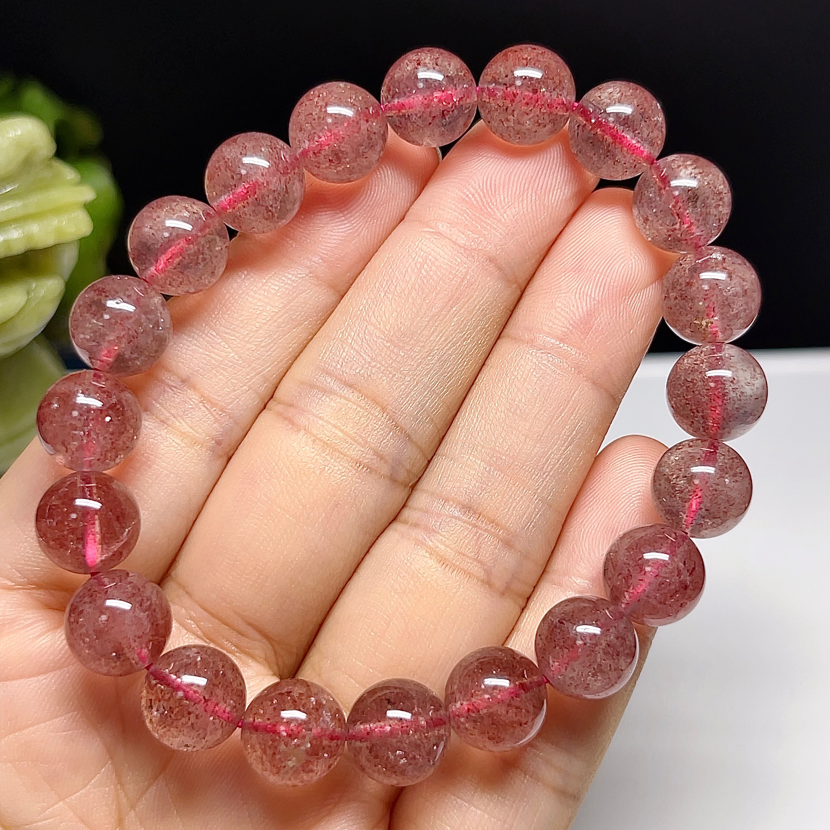 【超美品】ストロベリークォーツ　 ブレスレット　濃厚ピンク 2