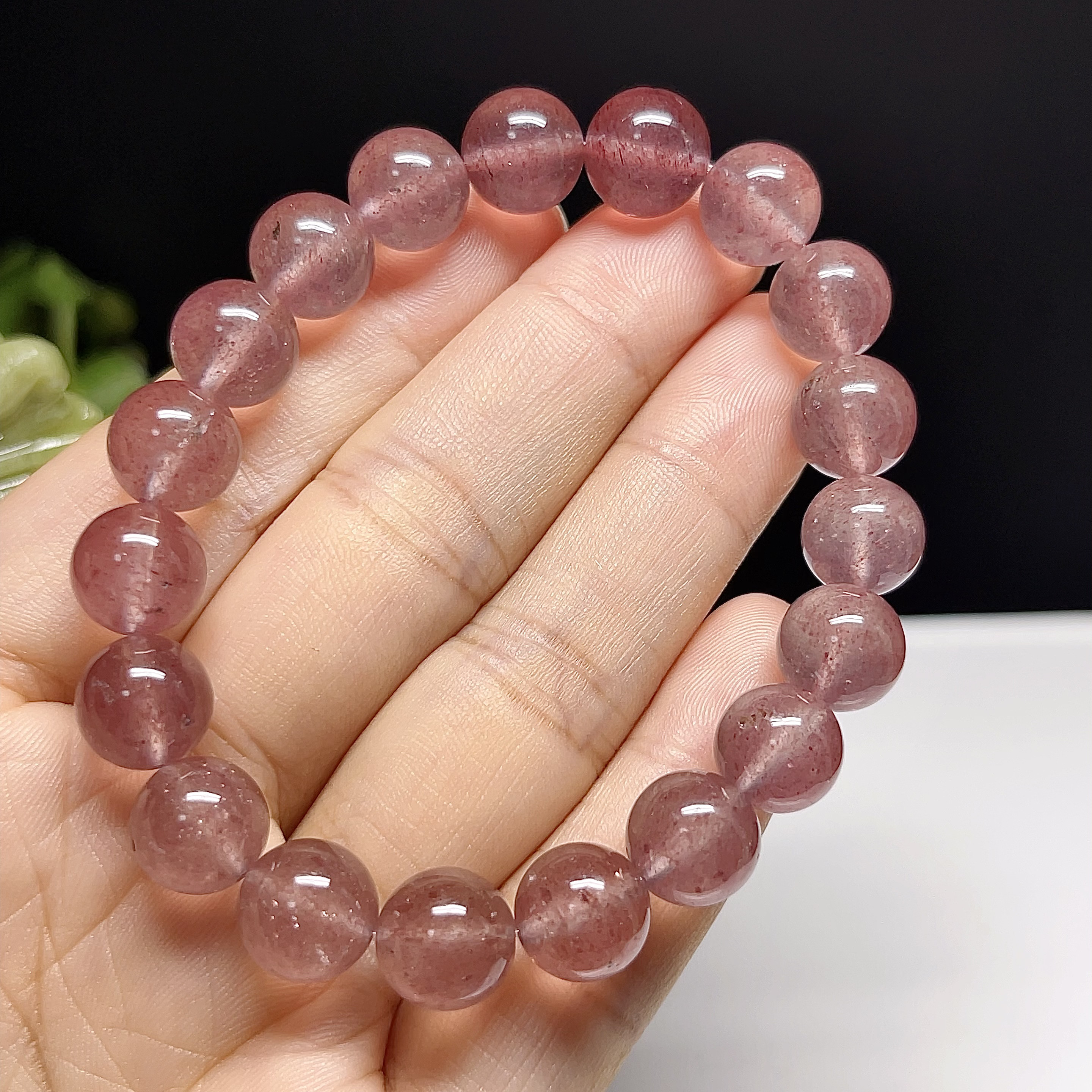 【超美品】ストロベリークォーツ　 ブレスレット　濃厚ピンク 3