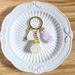 芒果瑞士捲鑰匙圈(粉紫緞帶) 第1張的照片