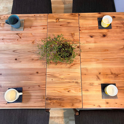 国産杉の無垢材　バタフライテーブル　サイズ・カラーオーダー可能　カフェ風　ダイニングテーブル　角が丸く安心安全 3枚目の画像