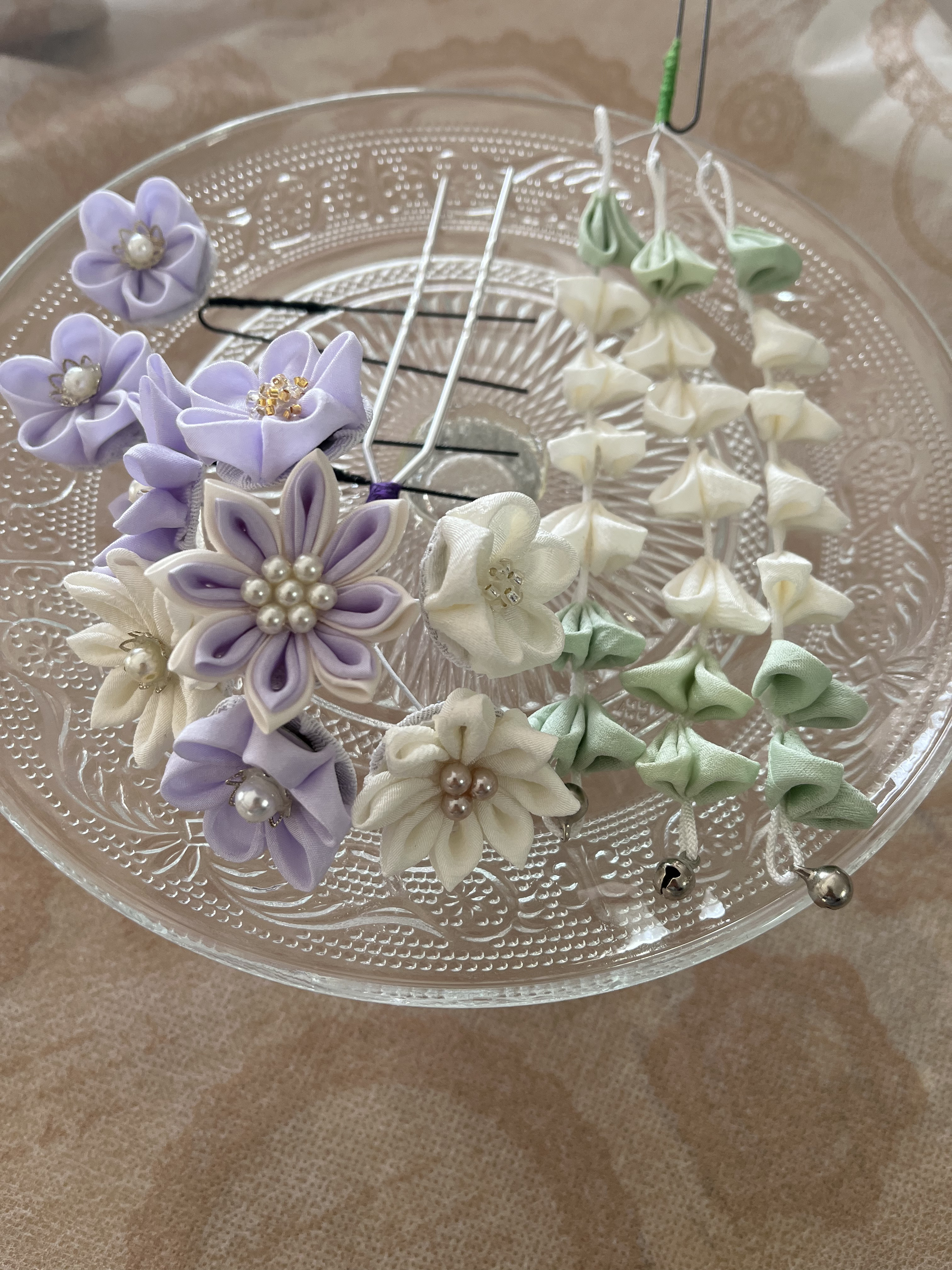 カラーオーダー承ります 花 かんざし 伝統 つまみ細工 髪飾り ちりめん オーダーメイド 髪飾り 七五三 七歳 帯飾り ビラ簪 前挿し