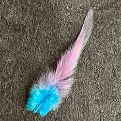 【23912】ピンクパープル×アクア 15枚 :羽根 フェザー 鳥 パーツ 材料 アクセサリー DIY 素材 1枚目の画像