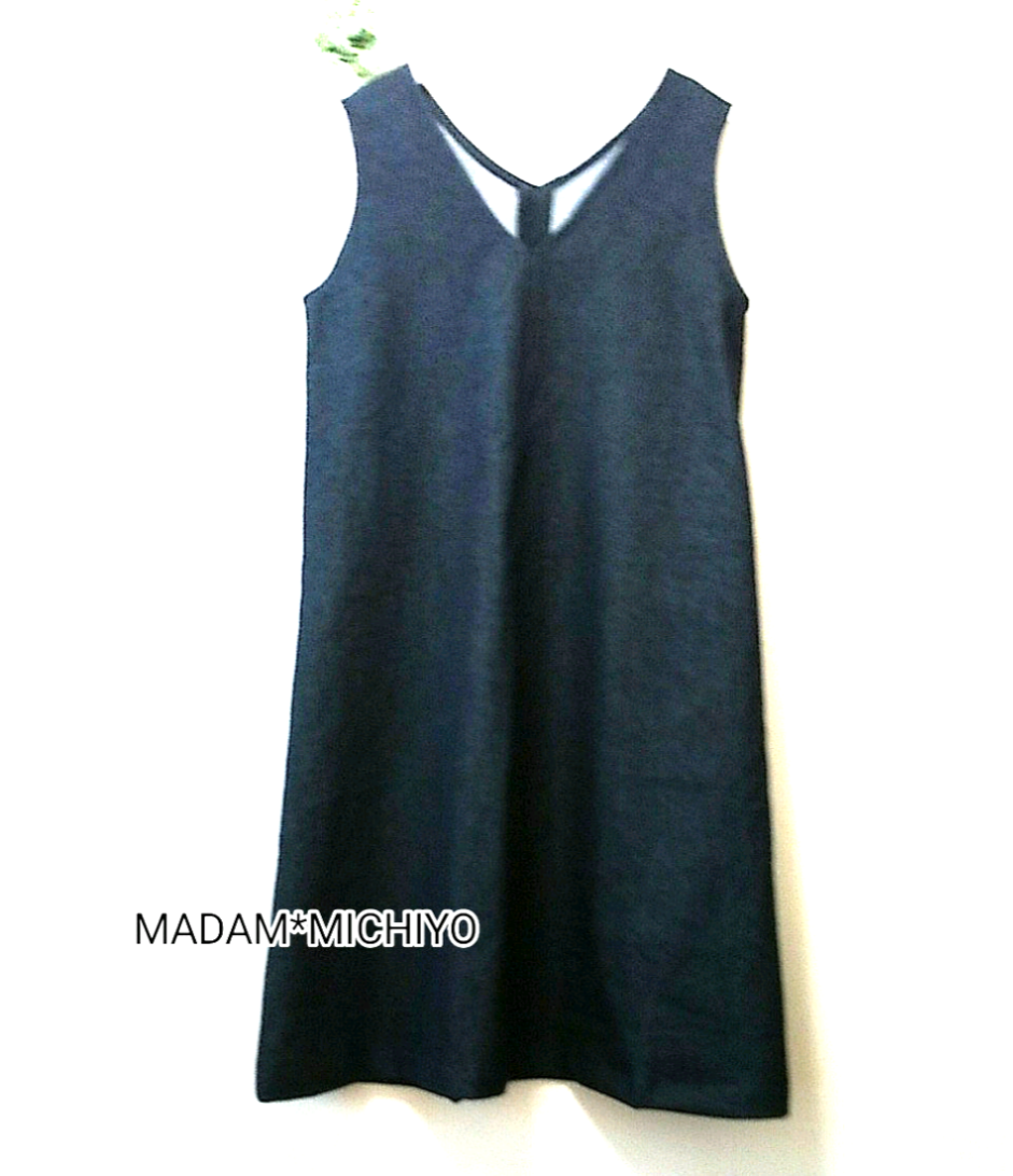 再販シンプルデニムのジャンパースカート  ロング丈