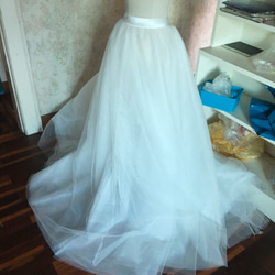 巻き付けスカート オーバードレス   6層チュールスカート  ブライダル  お色直し  ウエディングドレス 1枚目の画像