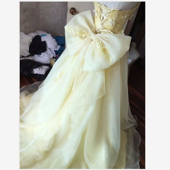 華麗黃色禮服大背帶婚紗改色新娘/前期拍攝 第6張的照片