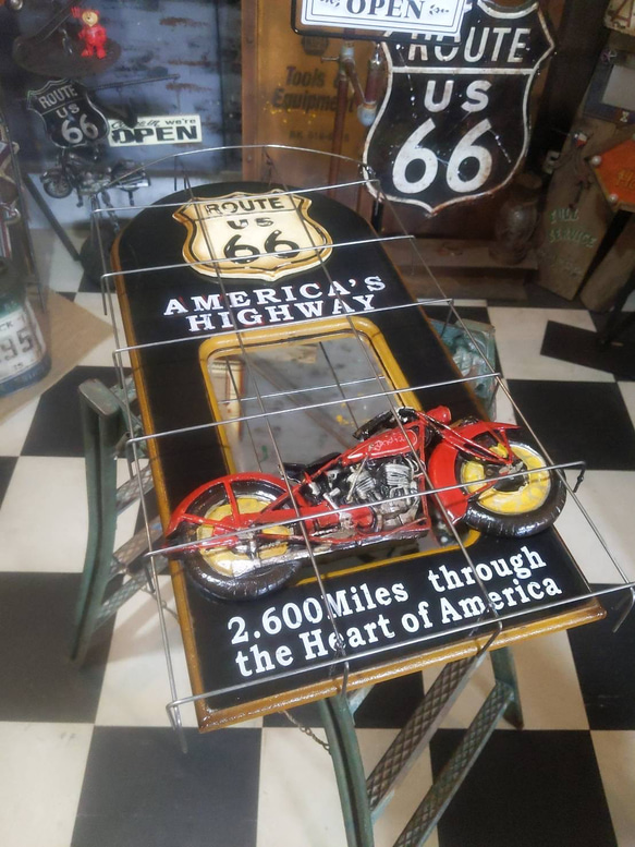 アメリカン  ウォールデコレーションミラー  ルート66 & アメリカンバイク  #ウォールミラー #店舗什器 ガレージ 7枚目の画像