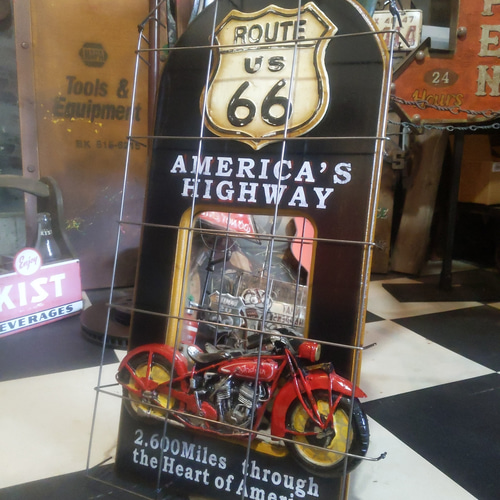 ルート66 ミラー付き壁掛けデコレーション アメリカン ウォールデコレーションミラー ルート66