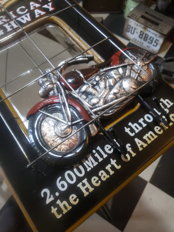 アメリカン  ウォールデコレーションミラー  ルート66 & アメリカンバイク  #ハンギングフック  #ウォールミラー 7枚目の画像