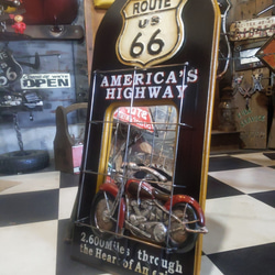 アメリカン  ウォールデコレーションミラー  ルート66 & アメリカンバイク  #ハンギングフック  #ウォールミラー 1枚目の画像