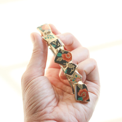 伊万里焼   金継ぎ バレッタ  / オレンジ　花柄　　伝統工芸 SDGs ヘアアクセサリー 大 サイズ 8枚目の画像