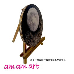 「 お月見 」 月夜 アート インテリア 木 に描く 水彩画 原画 満月 と ススキ 送料無料 5枚目の画像