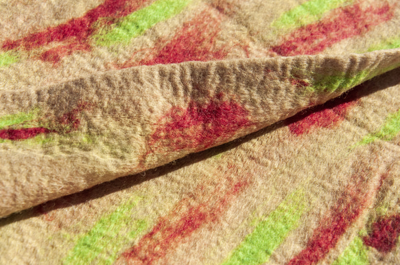 ウールフェルトシルクスカーフ/ウェットフェルトシルクスカーフ/水彩芸術的スカーフ/ウールグラデーションシルクスカーフ-アースミル 4枚目の画像