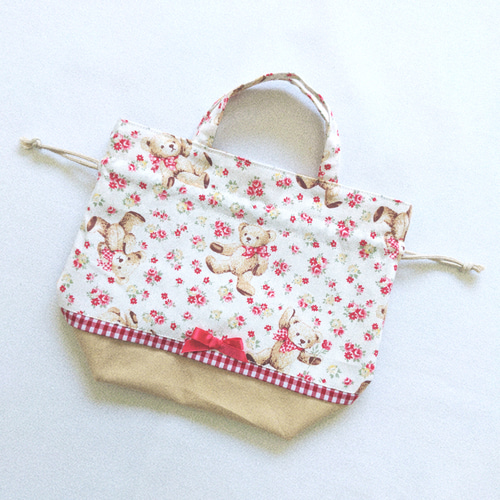 ティディベア　ホワイト　入園入学セット　ハンドメイド　ポケット充実　熊 ティディベア ホワイト 入園入学セット ハンドメイド ポケット