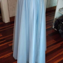 藍灰色罩裙裙子奶油色絲帶婚禮改頭換面派對/約會 第2張的照片