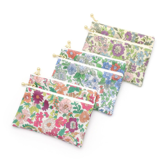 リバティ ラミネートのダブルファスナーポーチ ミニ エミリー ミニ財布  