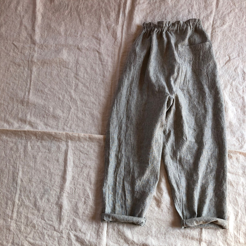 リネンのもんぺ ベージュグレー（トップグレー） ロングパンツ 
