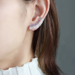 14kgf-tanzanite × rainbow moon stone classical earclimber 第8張的照片