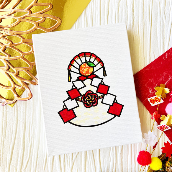 アートパネル】kagami-moti -鏡餅ｰ 【切り絵×ちぎり絵】謹賀新年 正月