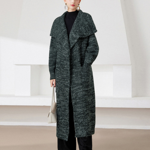 受注】♡秋冬 セーターニットコート ロングカーディガン （赤*ブッラク