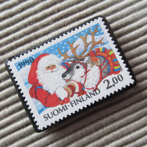 フィンランド クリスマス切手ブローチ 8973 ブローチ Yukio