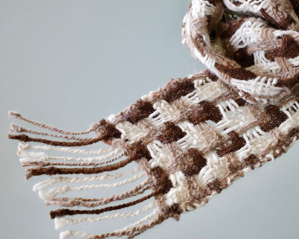 手織り 手紡ぎ マフラー Handwoven AMSS23153 1枚目の画像