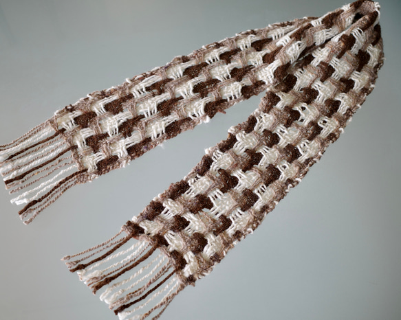 手織り 手紡ぎ マフラー Handwoven AMSS23153 4枚目の画像