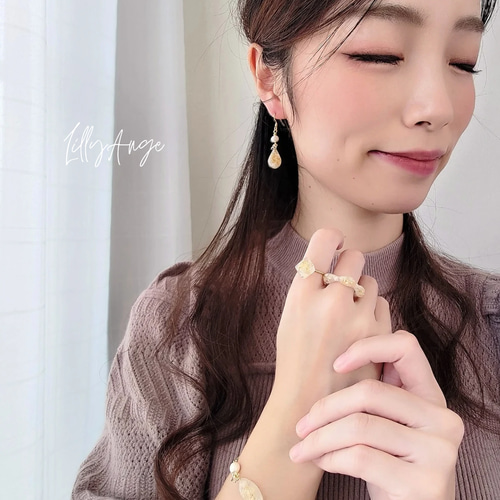 金木犀 フリーサイズ ブレスレット レジンアクセサリー ドライ