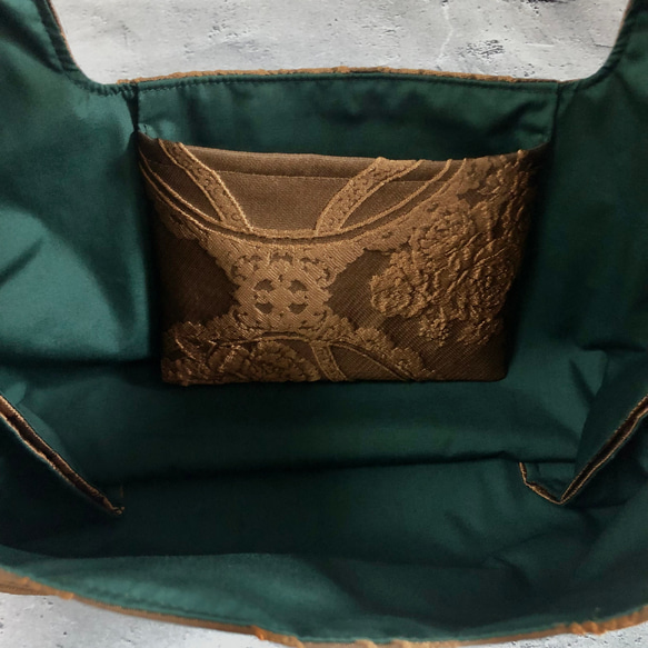 Flat Bag   Camel  軽いバッグ　旅行　光沢の美しい上質な布帛　キャメル 9枚目の画像