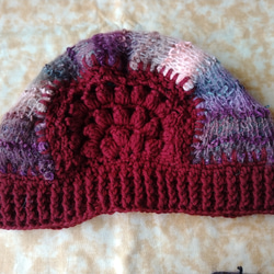 スーパーイマジネーションという糸に、花モチーフを編みつけた、帽子～～！！Ｄ 10枚目の画像