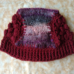 スーパーイマジネーションという糸に、花モチーフを編みつけた、帽子～～！！Ｄ 12枚目の画像