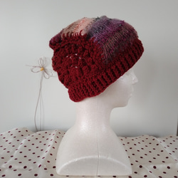 スーパーイマジネーションという糸に、花モチーフを編みつけた、帽子～～！！Ｄ 5枚目の画像