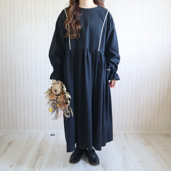 受注製作】みのりのワンピース(ブラック)｜低身長さんのための  