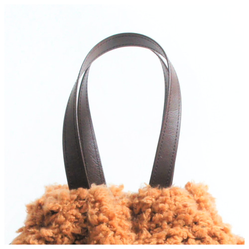 ふわふわエコファーのプードル巾着バッグ（アプリコット）[ 犬 トイ